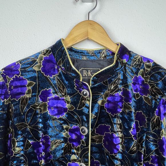 R & K Evening Floral Shacket Blazer Sz 12 Teal Purple Gold Whimsigoth Fairy - Picture 8 of 8
